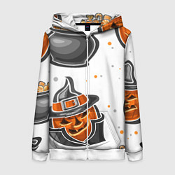 Толстовка на молнии женская Candy halloween, цвет: 3D-белый