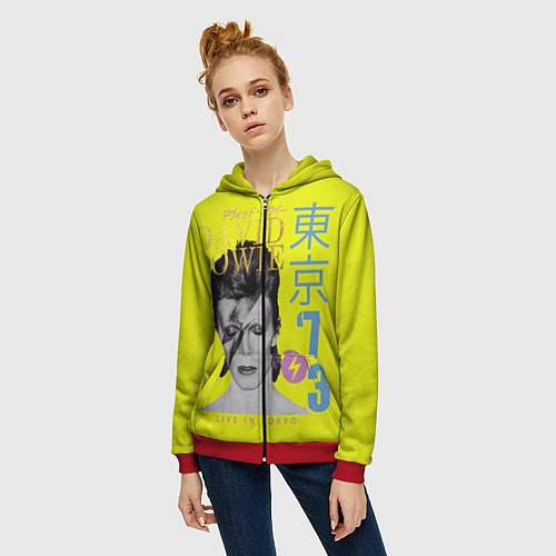 Женская толстовка на молнии David Bowie 1973 / 3D-Красный – фото 3