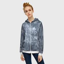 Толстовка на молнии женская Абстракция - gray-blue, цвет: 3D-белый — фото 2