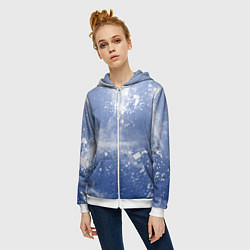 Толстовка на молнии женская Снежки попали в тебя, цвет: 3D-белый — фото 2