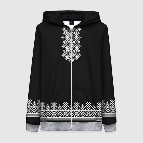 Женская толстовка на молнии Славянская вышиванка рубаха / 3D-Меланж – фото 1
