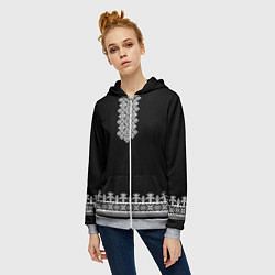 Толстовка на молнии женская Славянская вышиванка рубаха, цвет: 3D-меланж — фото 2
