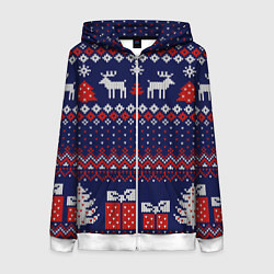 Женская толстовка на молнии Новогодний вязаный паттерн