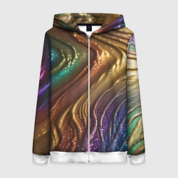 Толстовка на молнии женская Сморщенные складочки жидкости, цвет: 3D-белый