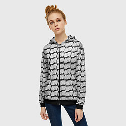 Толстовка на молнии женская Символы валькнут как защитная кольчуга, цвет: 3D-черный — фото 2