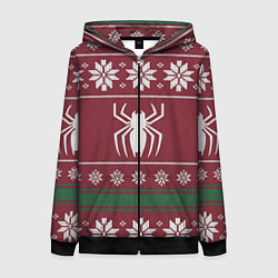 Женская толстовка на молнии Рождественский свитер Человека паука