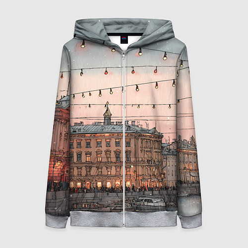 Женская толстовка на молнии Новогодний зимний Питер / 3D-Меланж – фото 1