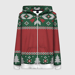 Женская толстовка на молнии Новогодний узор вязаный