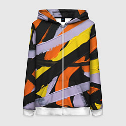 Толстовка на молнии женская Полоски краски абстракция, цвет: 3D-белый