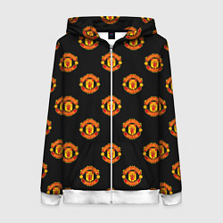 Толстовка на молнии женская Manchester United Pattern, цвет: 3D-белый