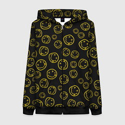 Толстовка на молнии женская Nirvana Pattern, цвет: 3D-черный