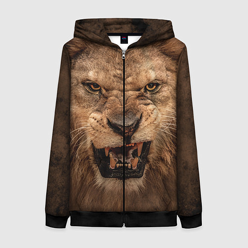 Женская толстовка на молнии Взгляд льва / 3D-Черный – фото 1