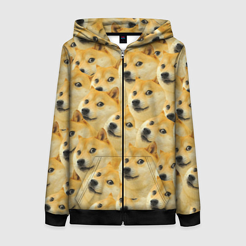 Женская толстовка на молнии Doge / 3D-Черный – фото 1