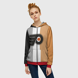 Толстовка на молнии женская Philadelphia Flyers, цвет: 3D-красный — фото 2
