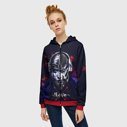 Женская толстовка на молнии Love pirate station / 3D-Красный – фото 3