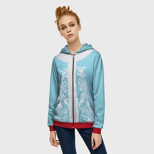 Женская толстовка на молнии Снегурочка / 3D-Красный – фото 3