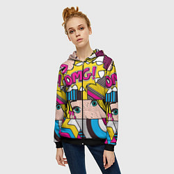 Толстовка на молнии женская POP ART, цвет: 3D-черный — фото 2