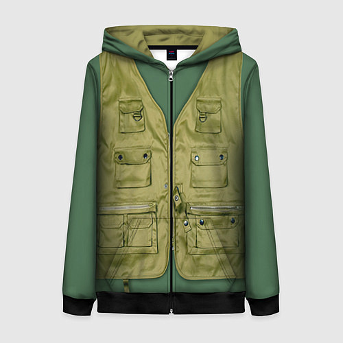 Женская толстовка на молнии Жилетка рыбака / 3D-Черный – фото 1