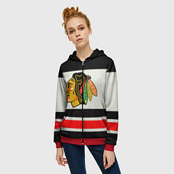 Толстовка на молнии женская Chicago Blackhawks, цвет: 3D-красный — фото 2