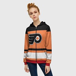 Толстовка на молнии женская Philadelphia Flyers, цвет: 3D-красный — фото 2