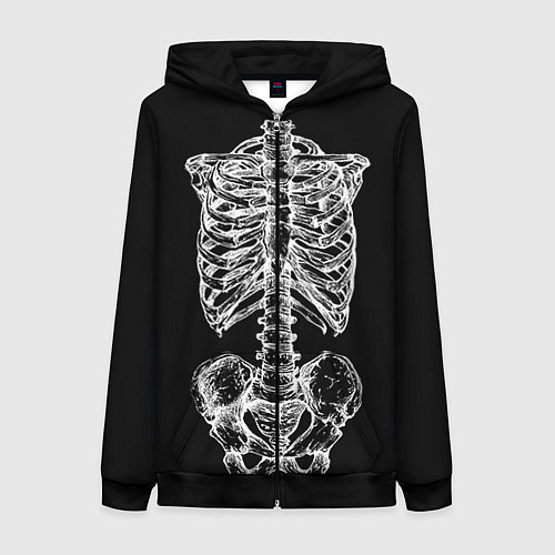 Женская толстовка на молнии Скелет / 3D-Черный – фото 1