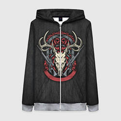 Толстовка на молнии женская Охотничий трофей, цвет: 3D-меланж