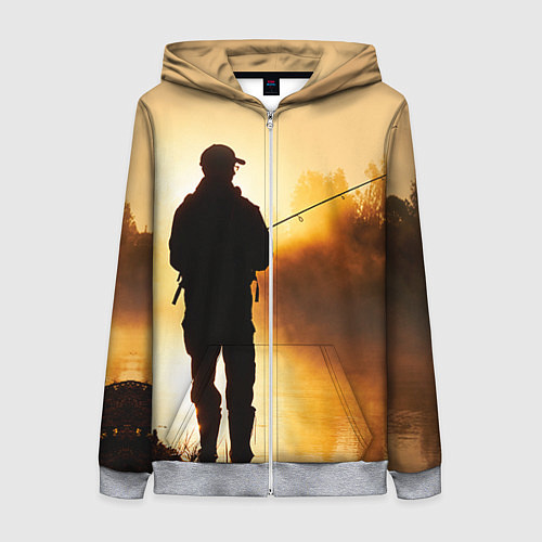 Женская толстовка на молнии Вечерний рыбак / 3D-Меланж – фото 1