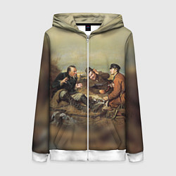 Толстовка на молнии женская Русские охотники, цвет: 3D-белый
