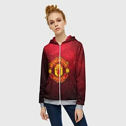Толстовка на молнии женская Манчестер Юнайтед, цвет: 3D-меланж — фото 2