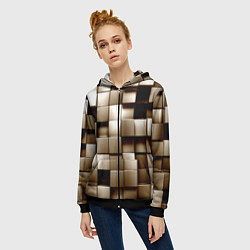 Толстовка на молнии женская Кубики, цвет: 3D-черный — фото 2