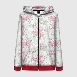 Толстовка на молнии женская Flower pattern, цвет: 3D-красный