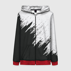 Толстовка на молнии женская Черно-белый разрыв, цвет: 3D-красный