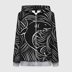 Толстовка на молнии женская Акула в в морской пучине, цвет: 3D-меланж