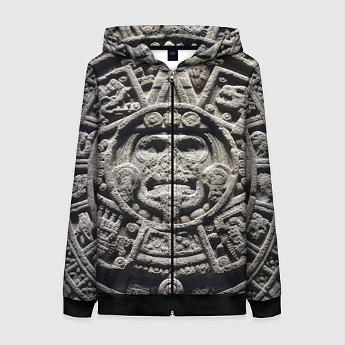 Женская толстовка на молнии Календарь ацтеков / 3D-Черный – фото 1