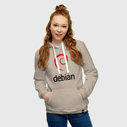 Толстовка-худи хлопковая женская Debian, цвет: миндальный — фото 2