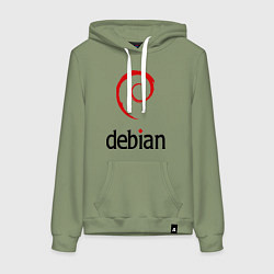 Толстовка-худи хлопковая женская Debian, цвет: авокадо
