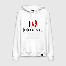 Толстовка-худи хлопковая женская I love House MD, цвет: белый