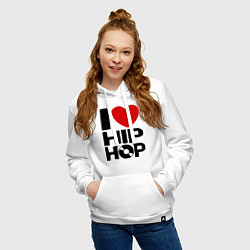 Толстовка-худи хлопковая женская I love Hip Hop, цвет: белый — фото 2