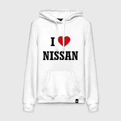 Толстовка-худи хлопковая женская I love Nissan, цвет: белый