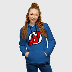 Толстовка-худи хлопковая женская New Jersey Devils, цвет: синий — фото 2