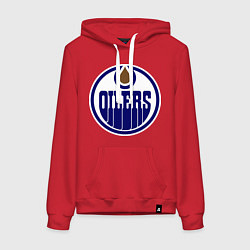 Толстовка-худи хлопковая женская Edmonton Oilers, цвет: красный