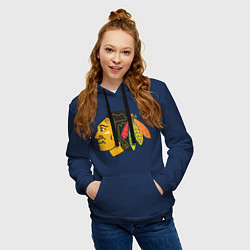 Толстовка-худи хлопковая женская Chicago Blackhawks, цвет: тёмно-синий — фото 2