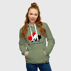 Толстовка-худи хлопковая женская Canada, цвет: авокадо — фото 2