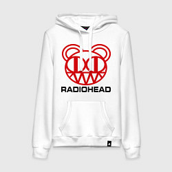 Толстовка-худи хлопковая женская Radiohead, цвет: белый