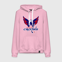 Толстовка-худи хлопковая женская Washington Capitals: Ovechkin, цвет: светло-розовый