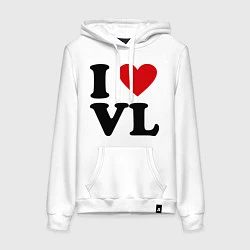 Толстовка-худи хлопковая женская I love VL, цвет: белый