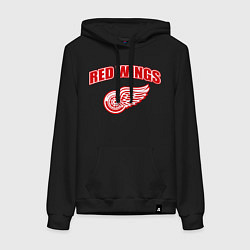 Толстовка-худи хлопковая женская Detroit Red Wings, цвет: черный
