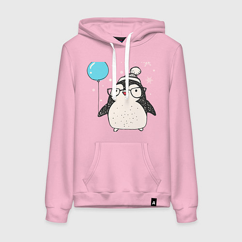 Женская толстовка-худи Пингвин с шариком / Светло-розовый – фото 1