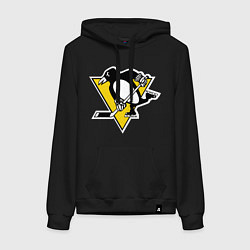 Толстовка-худи хлопковая женская Pittsburgh Penguins, цвет: черный