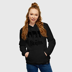 Толстовка-худи хлопковая женская The Beatles: Faces, цвет: черный — фото 2